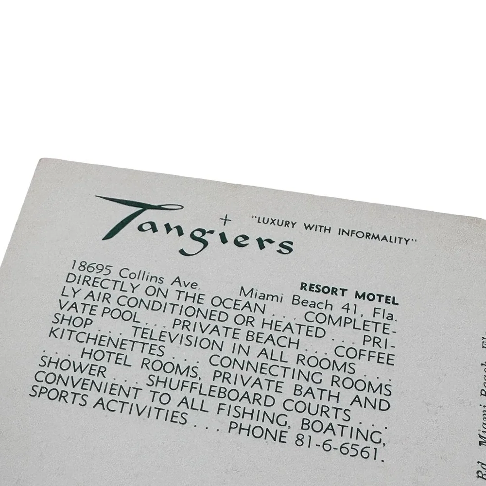 Vintage Tangiers Resort Motel Miami Beach Florida Unused Postcard Pool‎ View